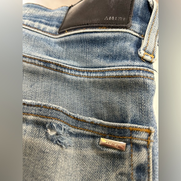 Amiri Broken Track distressed Skinny jeans w/white Stripe - Picture 12 of 16
